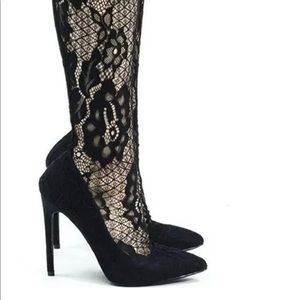Black Thigh High Soft Legging High Heel Shoes